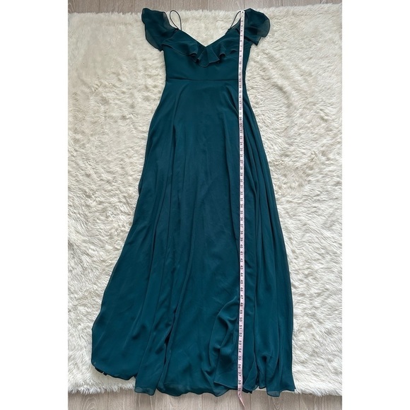 Jenny Yoo Collection Dress Mila Luxe Chiffon Maxi Caspian Sea Teal 0 - Picture 12 of 12